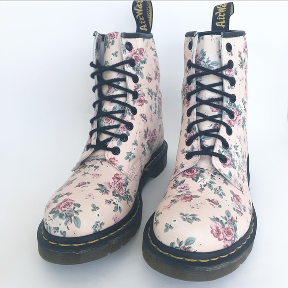 Dr. Martens Shoes - DR. MARTENS PINK FLORAL BOOTS